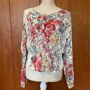 Billabong Floral Long Sleeve Blouse Size Small